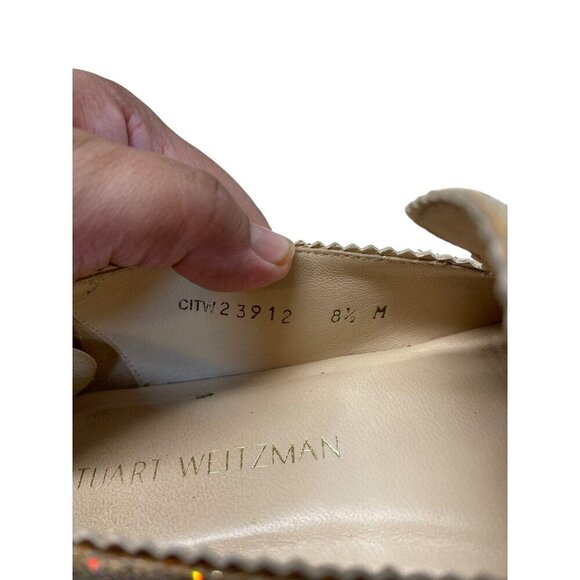 Stuart Weitzman Flats Gold Sparkly Shoes Slip on Women’s Size 8.5 - Picture 5 of 8